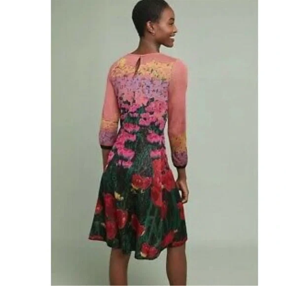 Anthropologie Aldomartins Lisse Knit Sweater Dress Floral Maximilist Bold XS - Picture 10 of 14